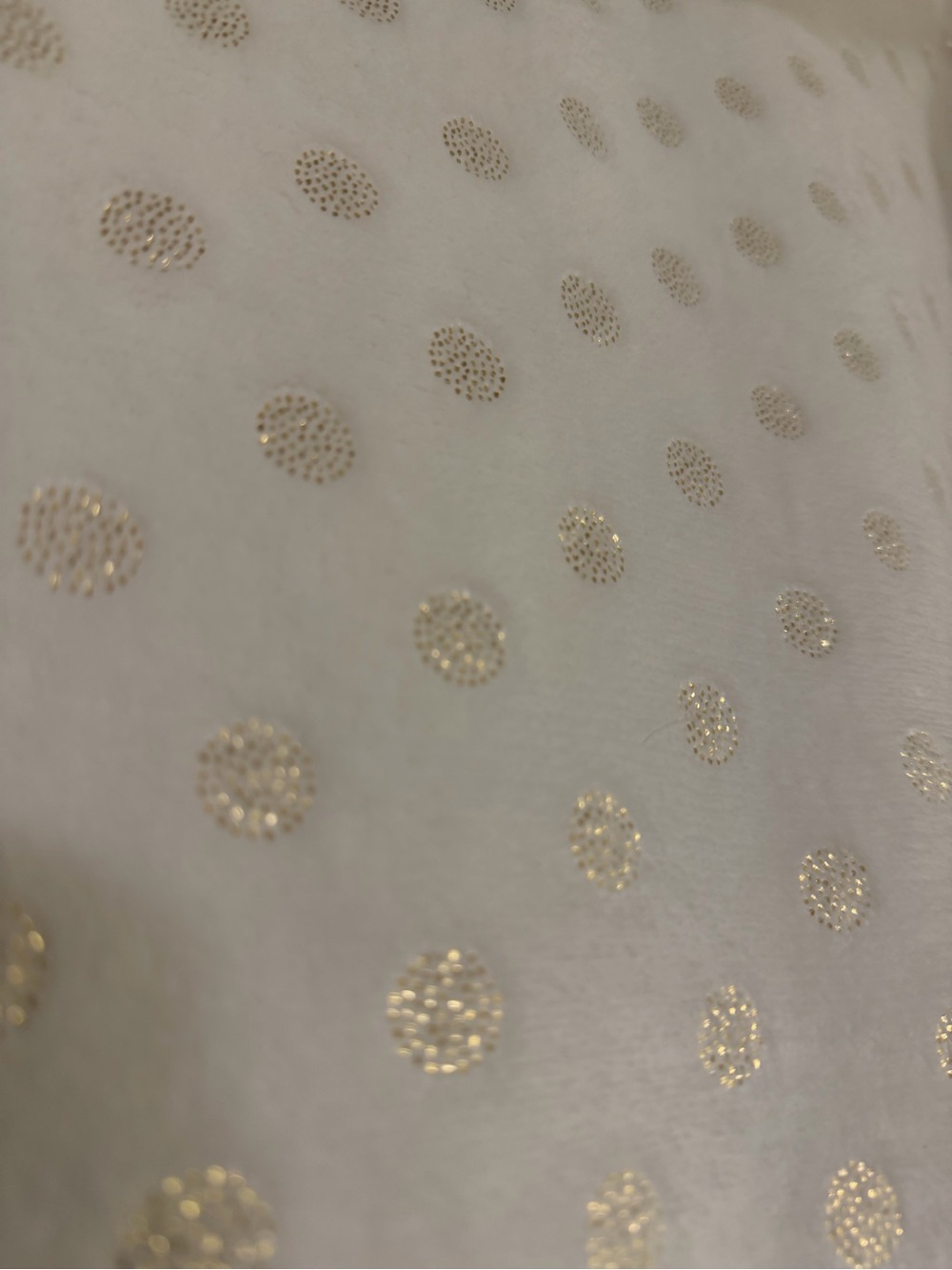 BCBG Girls~Soft~Fuzzy~Off-White~Metallic Gold Polka Dot~Pullover~Hoodie~Size L - Picture 9 of 13